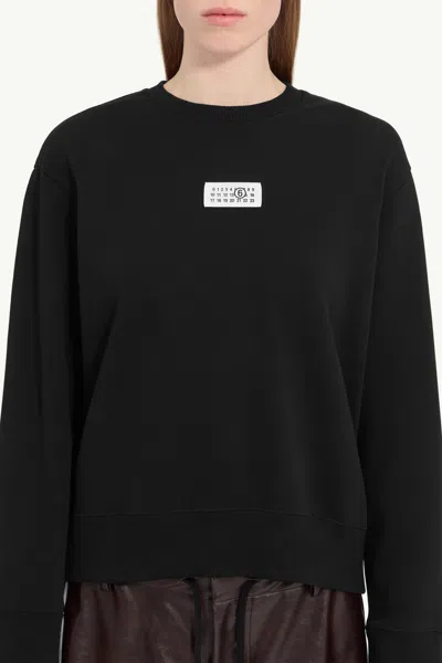 Mm6 Maison Margiela Sweatshirt Mit Nummern-applikation In Black
