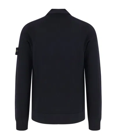 Stone Island Certified Virgin Wool Cardigan In Black
