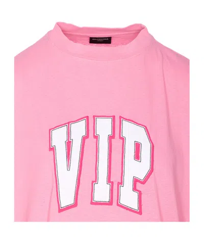 Balenciaga Vip Team Crewneck Graphic T-shirt In Pink