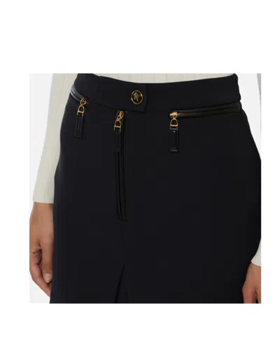 Elisabetta Franchi Black Double Crepe Skirt With Zip In Black