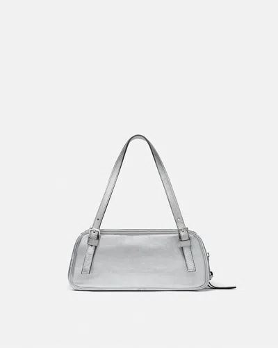 Versace Rectangular Silver Double Handle Shoulder Bag In Silver
