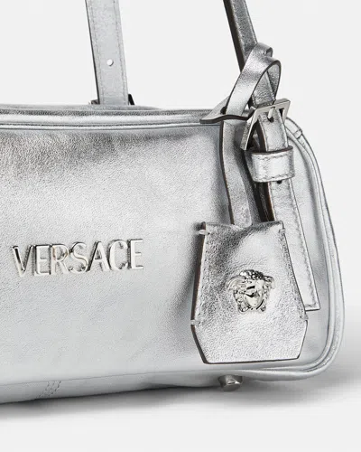 Versace Rectangular Silver Double Handle Shoulder Bag In Silver