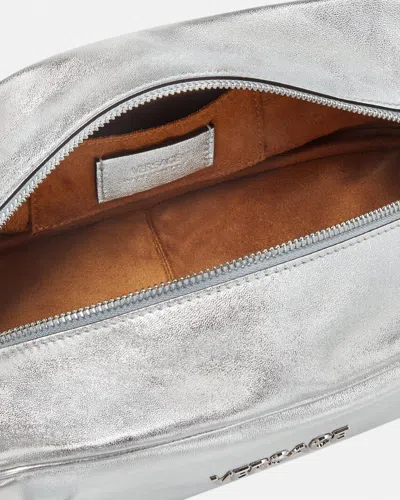 Versace Rectangular Silver Double Handle Shoulder Bag In Silver