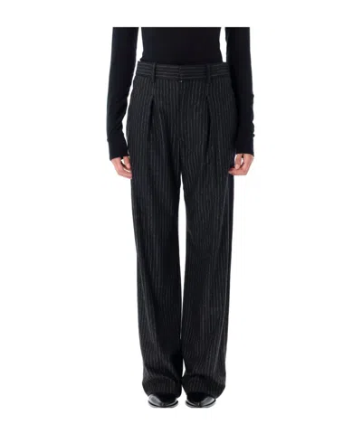 Isabel Marant Romina Pleated Pinstriped Crepe Wide-leg Pants In Black