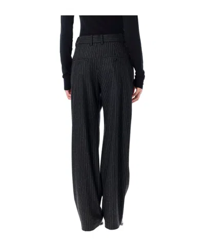 Isabel Marant Romina Pleated Pinstriped Crepe Wide-leg Pants In Black