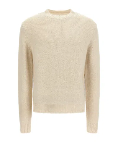 Jil Sander Ribbed Hem And Cuff Alpaca Blend Sweater In White