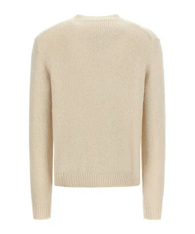 Jil Sander Ribbed Hem And Cuff Alpaca Blend Sweater In White