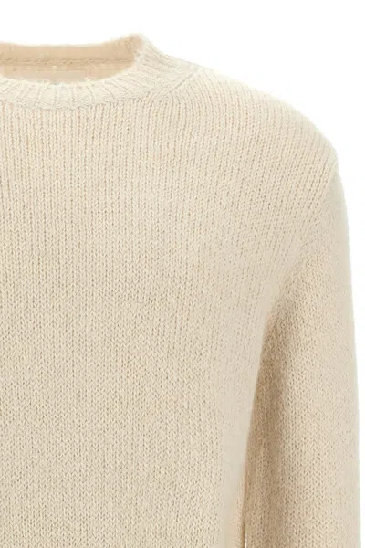Jil Sander Ribbed Hem And Cuff Alpaca Blend Sweater In White