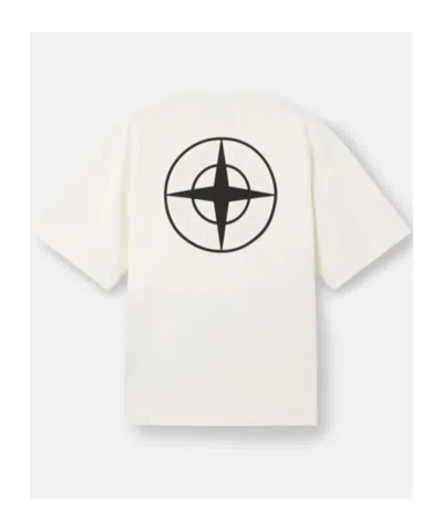 Stone Island Logo Crew Neck Cotton T-shirt With Short Sleeves In White