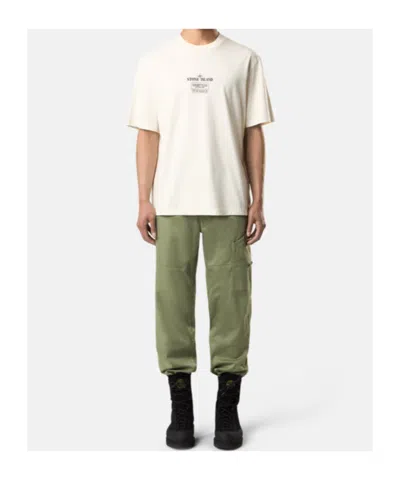 Stone Island Logo Crew Neck Cotton T-shirt With Short Sleeves In White