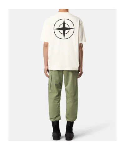 Stone Island Logo Crew Neck Cotton T-shirt With Short Sleeves In White