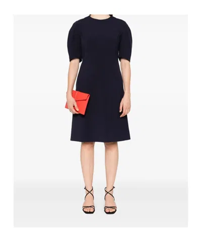 Peserico Puff-sleeve Midi Dress In Black