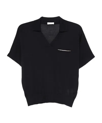 Peserico Short-sleeved Cashmere Blend Sweater With V-neckline