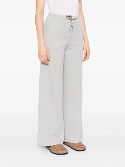 Peserico Wide-leg Pants With Elastic Waistband In Gray