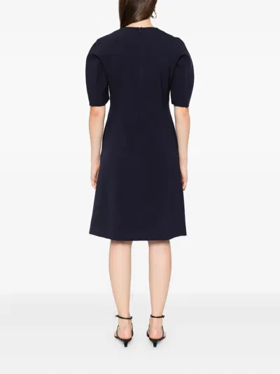 Peserico Puff-sleeve Midi Dress In Black
