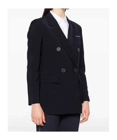 Peserico Double-breasted Blazer In Black
