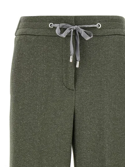 Peserico Shimmering Sweatpants Drawstring Waistband In Green