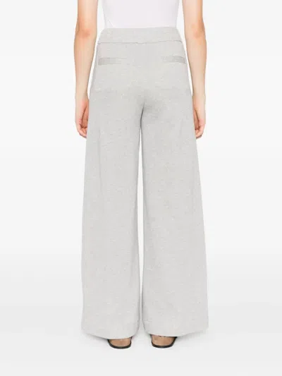Peserico Wide-leg Pants With Elastic Waistband In Gray