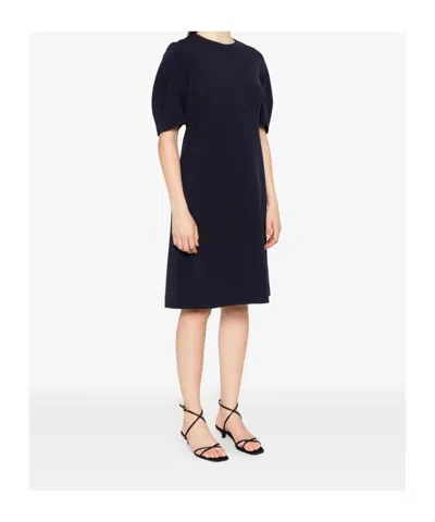 Peserico Puff-sleeve Midi Dress In Black