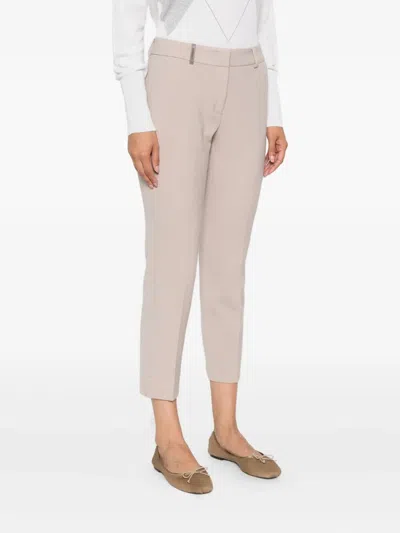 Peserico Embellished Cropped Trousers In Neutral