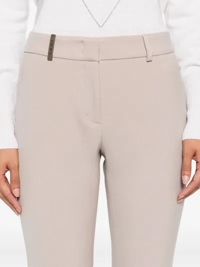 Peserico Embellished Cropped Trousers In Neutral