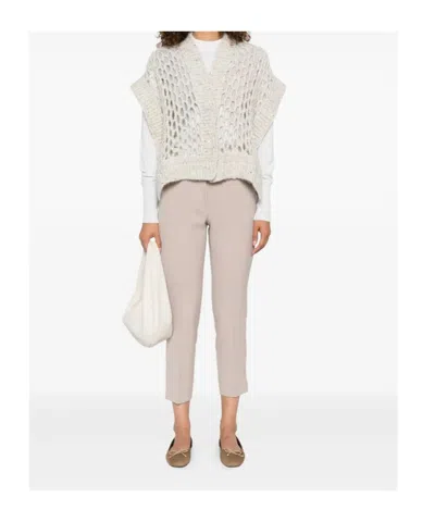 Peserico Sequin-embellished Open-knit Cardigan In White