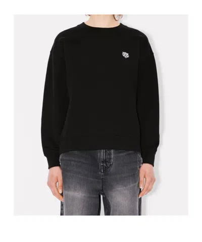 Kenzo Lightweight Tiger Sweatshirt Ribbed Cuffs In Black