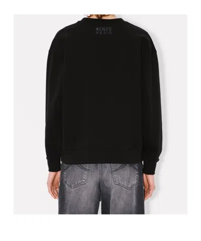 Kenzo Lightweight Tiger Sweatshirt Ribbed Cuffs In Black