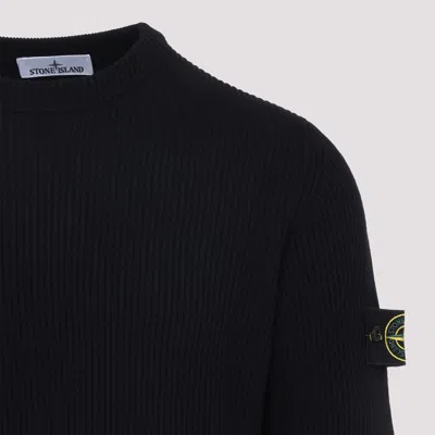 Stone Island Wool Crew Neck Pullover In Black