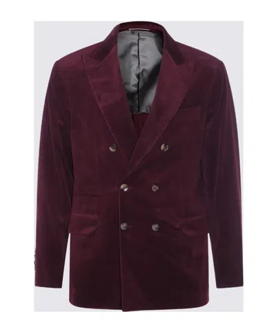 Brunello Cucinelli Velvet Double-breasted Suit Button Detailing
