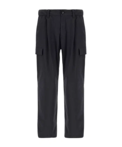 Herno Anthracite Trousers With Cargo Pockets And Belt Loops In Black