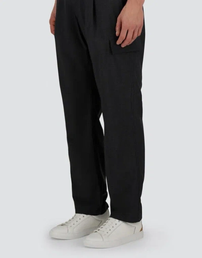Herno Anthracite Trousers With Cargo Pockets And Belt Loops In Black