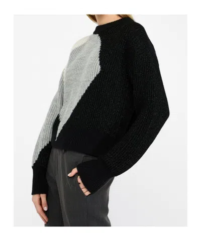 Liu •jo Color-block Knitted Sweater In Black