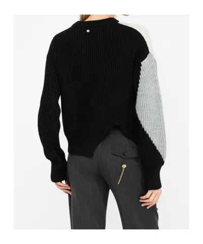 Liu •jo Color-block Knitted Sweater In Black