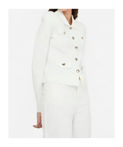 Liu •jo Liu Jo Fitted White Jacket With Classic Collar And Decorative Buttons In White