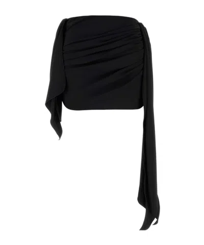 Attico Minigonna In Crepe Nero Donna In Black