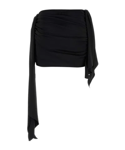 Attico Minigonna In Crepe Nero Donna In Black