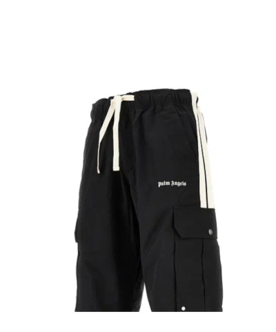 Palm Angels Side-stripe Cargo Track Pants In Black
