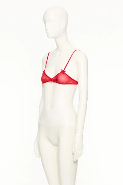 Valentino Silk Red Bra With Bow Detailing And Adjustable Straps In Red