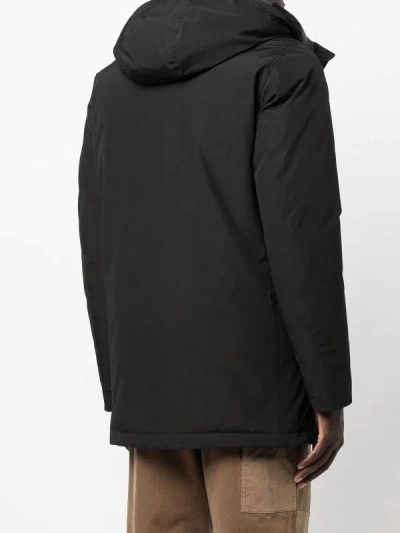Woolrich Navy Blue Cotton Blend Down-filled Parka In Black