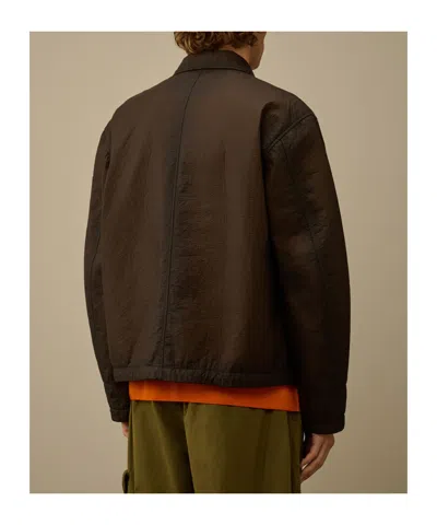 C.p. Company Bi-film Felt Jacket Puffer Jackets Green In Brown