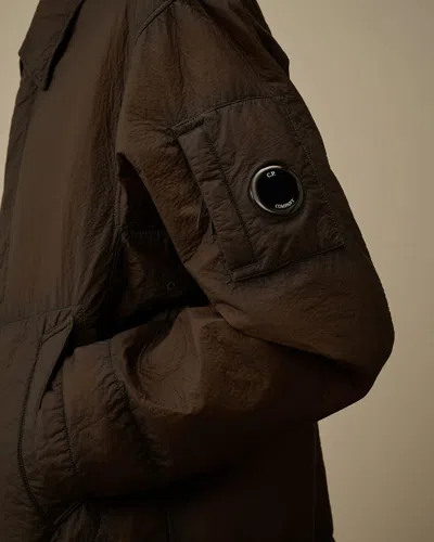 C.p. Company Bi-film Felt Jacket Puffer Jackets Green In Brown
