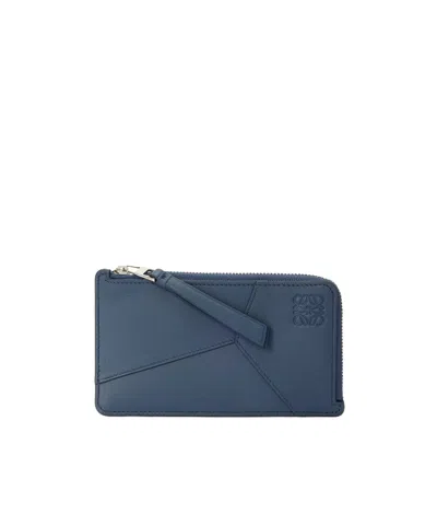 Loewe Puzzle Long Coin Cardholder In Classic Calfskin In Blue