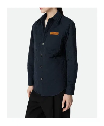 Bottega Veneta Quilted Cotton Overshirt In Blue