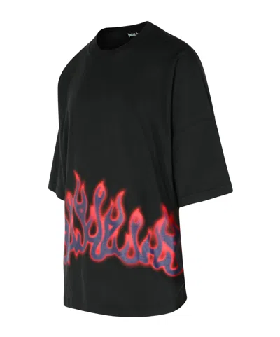 Palm Angels Flames Over T-shirt In Black
