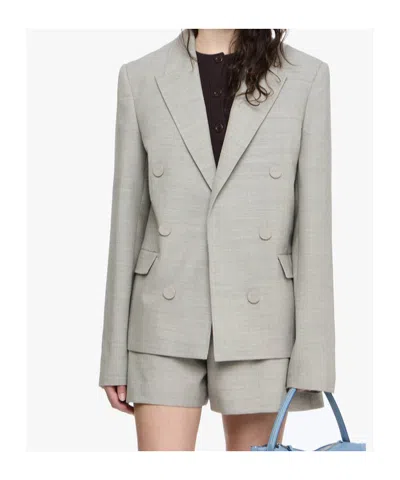 Jw Anderson Double-breasted Wool Blazer In Gray
