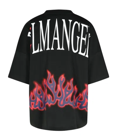 Palm Angels Flames Over T-shirt In Black