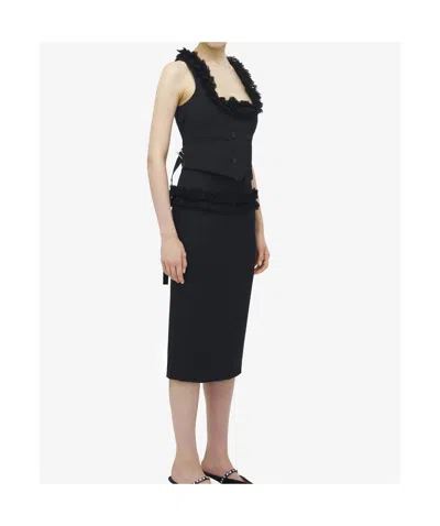 Alexander Mcqueen Wool Ruffle Waistcoat In Black