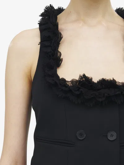 Alexander Mcqueen Wool Ruffle Waistcoat In Black