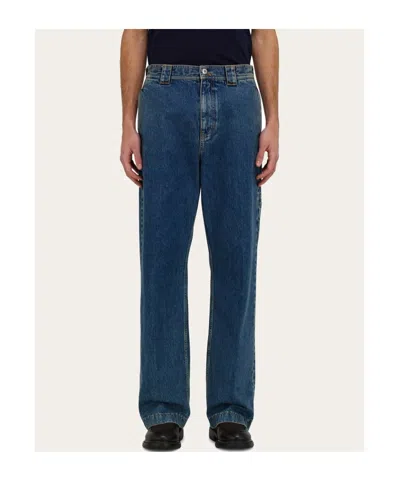 Ferragamo Pantalones Work In Blue